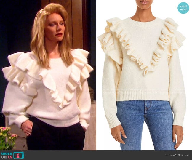 Lost and Wander Versace In Mind Ruffled Sweater worn by Jennifer Horton (Marci Miller) on Days of our Lives