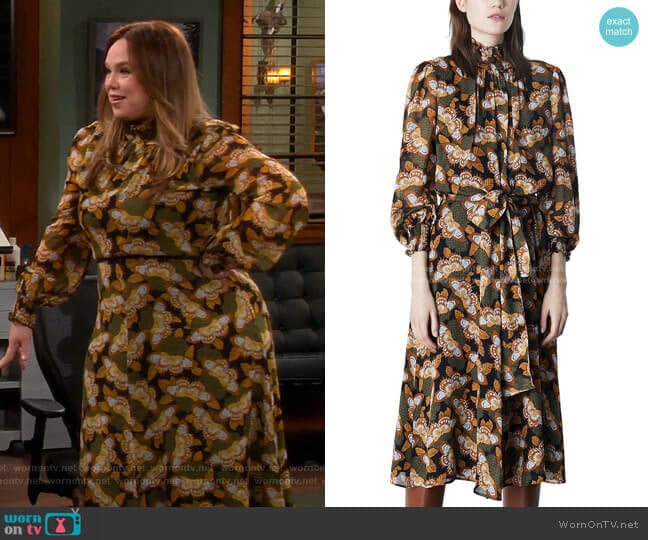 Marella Butterfly Tie-Waist Midi Dress worn by Kristin Baxter (Amanda Fuller) on Last Man Standing
