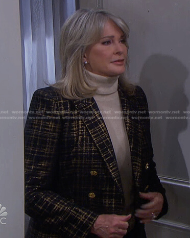 Marlena’s metallic plaid blazer on Days of our Lives