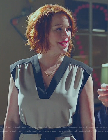 Mary’s white contrast tie waist dress on Riverdale