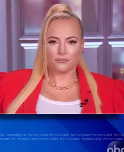Meghan’s red puff sleeve blazer on The View