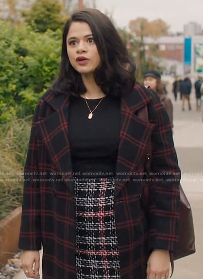 Mel’s tweed skirt and checked coat on Charmed