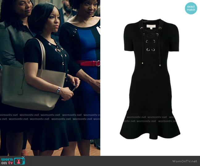 MICHAEL Michael Kors Lace-up Ribbed Knit Dress worn by Charley Bordelon West (Dawn-Lyen Gardner) on Queen Sugar