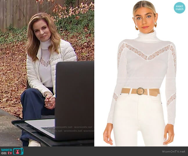 Milly x Revolve Lace Inset Sweater worn by Natalie Morales on Today