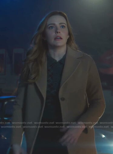 Nancy’s grey argyle polo sweater on Nancy Drew