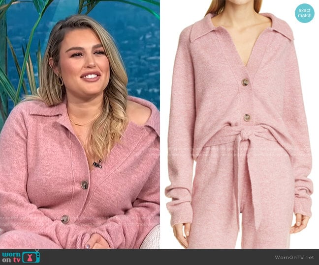 Nanushka Cade Crop Cardigan worn by Carissa Loethen Culiner on E! News