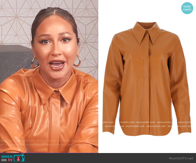 Nanushka Noelle faux-leather shirt worn by Adrienne Houghton on The Real