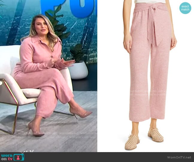 Nanushka Nea Tie Waist Knit Pants worn by Carissa Loethen Culiner on E! News