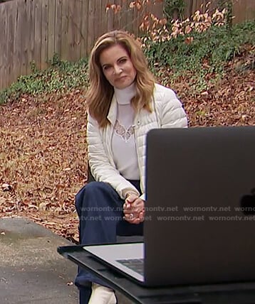Natalie’s white lace inset turtleneck sweater on Today