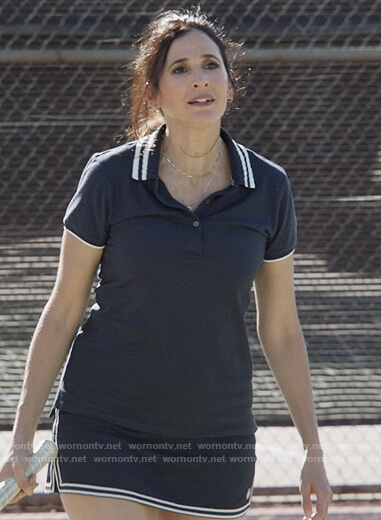 Delia’s navy tennis polo and skirt on The Unicorn