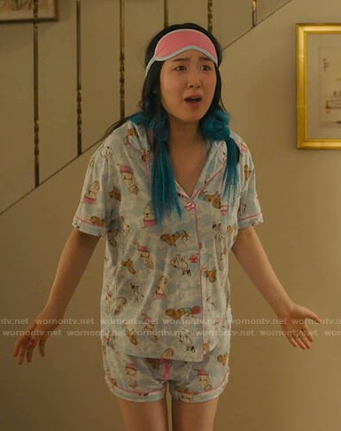 Nayoung’s dog print short pajamas on Kims Convenience
