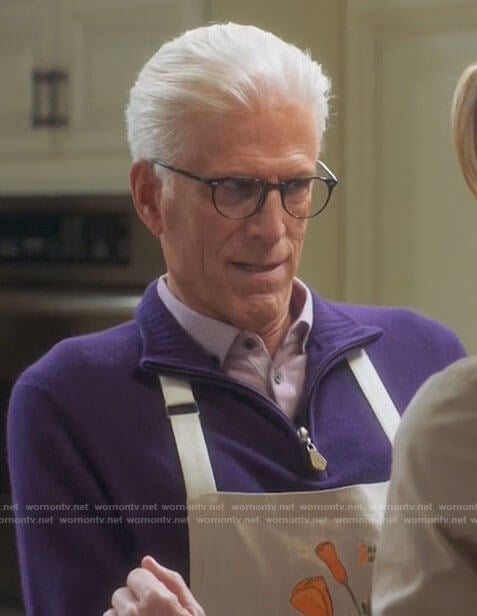Neil’s purple zip neck sweater on Mr Mayor