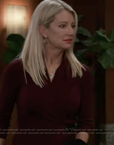 Nina’s burgundy wrap dress on General Hospital