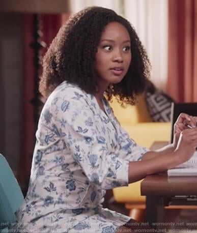 Olivia’s white floral print mini dress on Black-ish