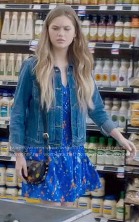 Orly’s blue floral dress and denim jacket on Mr Mayor