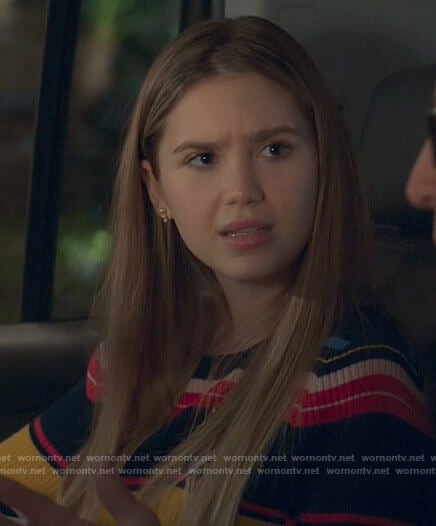 Orly’s multi colored stripe sweater on Mr Mayor