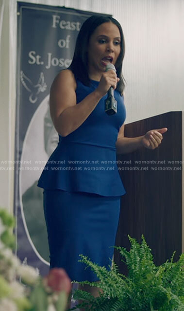 Parker’s blue peplum dress on Queen Sugar