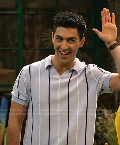 Parker’s lilac striped polo shirt on Bunkd