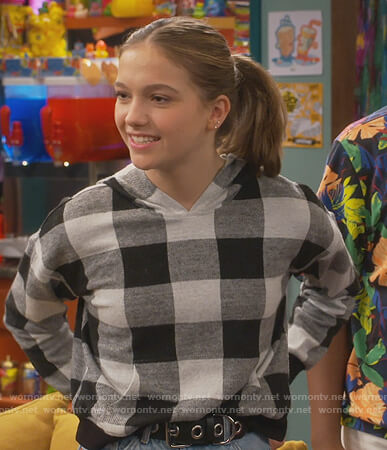 Pressley’s buffalo check hoodie on Side Hustle