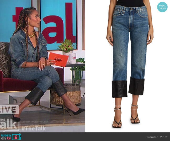 R13 Axl Slim Leather Cuff Jeans worn by Elaine Welteroth on The Talk