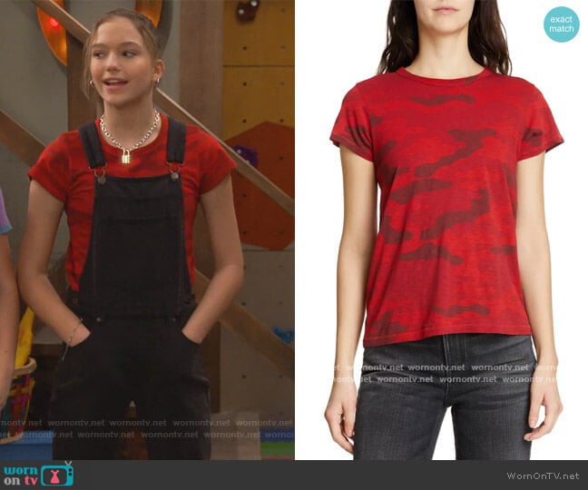 Rag and Bone Camo Tee worn by Presley (Jayden Bartels) on Side Hustle