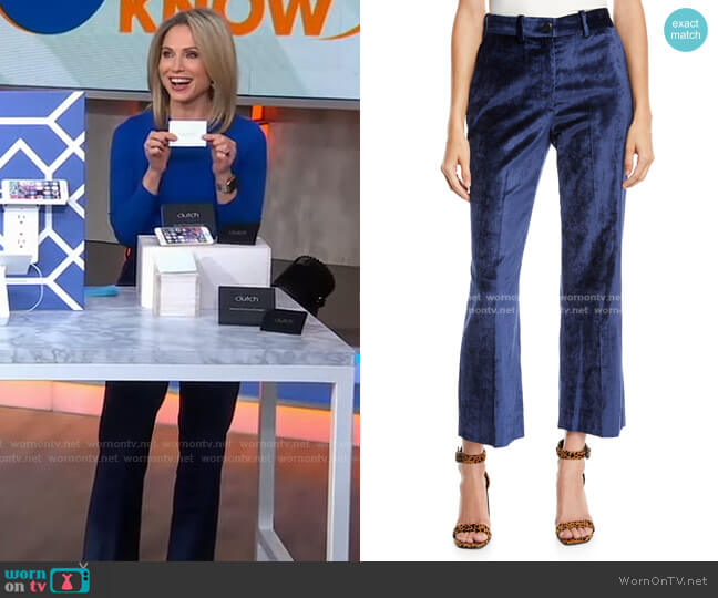 Rag & Bone Libby Velvet Cropped Flare-Leg Pants worn by Amy Robach on Good Morning America