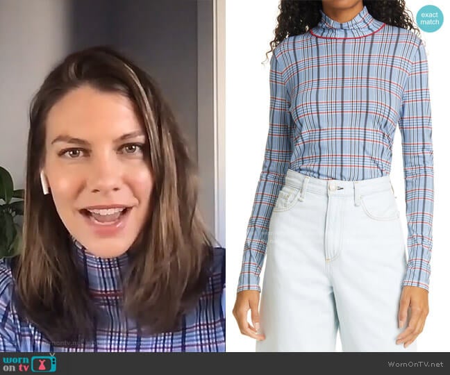Rag & Bone Plaid Turtleneck Top