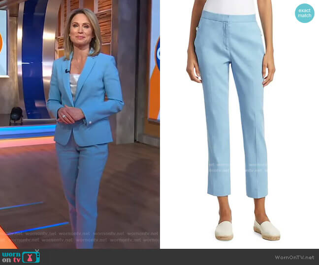 Rag & Bone Poppy Linen-Blend Crop Trousers worn by Amy Robach on Good Morning America