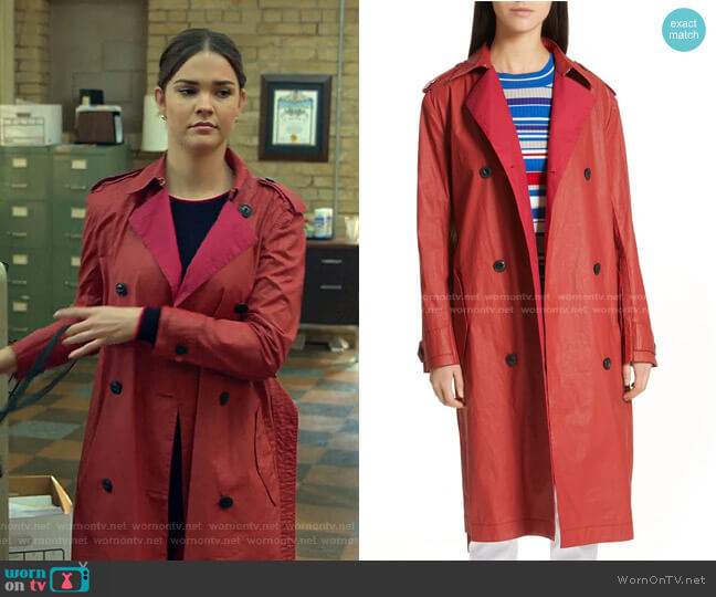 rag & Bone Rufus Coated Cotton Trench Coat worn by Callie Foster (Maia Mitchell) on Good Trouble