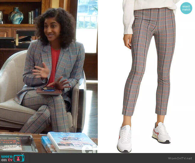 Rag & Bone Simone Check Pants worn by Mikaela Shaw (Vella Lovell) on Mr Mayor