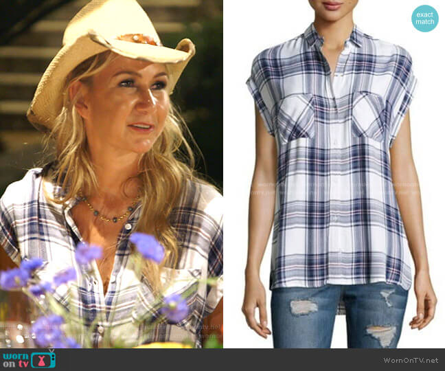 Rails Plaid Short Sleeve Shirt worn by Kary Brittingham on The Real Housewives of Dallas