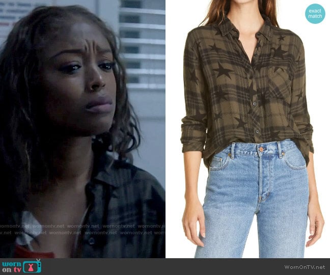 Rails Hunter Shirt in Olive Jet Stars worn by Ryan Wilder (Javicia Leslie) on Batwoman