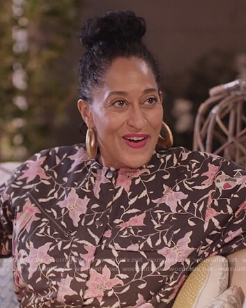 Rainbow’s black floral print jumpsuit on Black-ish
