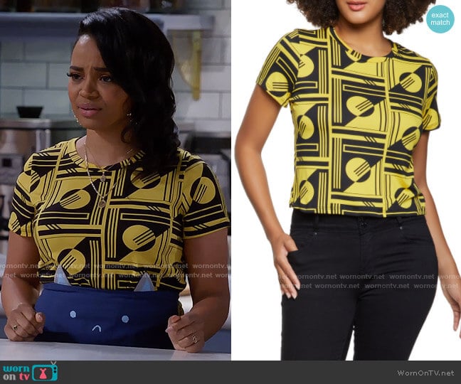 Geometric Print Tee from Rainbow worn by Randi (Kyla Pratt) on Call Me Kat