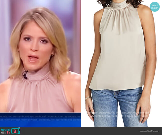 Ramy Brook Lori Silk Halter Top worn by Sara Haines on The View