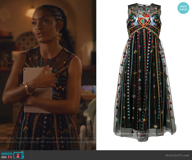 RED Valentino Love Celebration Tulle Dress worn by Zoey Johnson (Yara Shahidi) on Grown-ish