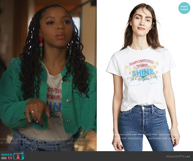 re/done Shine Classic Tee worn by Jazlyn Forster (Chloe Bailey) on Grown-ish