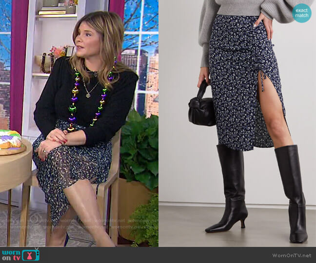 Reformation Prose Floral-Print Crepe Midi Skirt worn by Jenna Bush Hager on Today