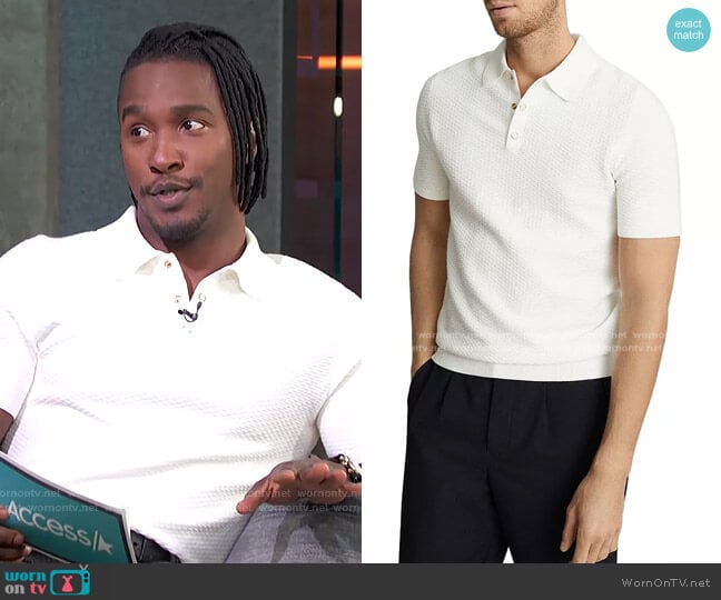 Reiss Acton Cotton Polo worn by Scott Evans on Access Hollywood