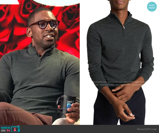 Reiss Blackhall Quarter Zip Wool Pullover worn by Justin Sylvester on E! News