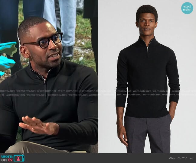 Reiss Blackhall Quarter Zip Sweater worn by Justin Sylvester on E! News