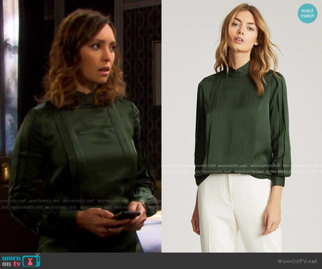 Reiss Sarah High Neck Blouse worn by Gwen Rizczech (Emily O'Brien) on Days of our Lives