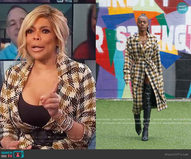 Reyjateh North Bergen Plaid Trench Coat worn by Wendy Williams on The Wendy Williams Show