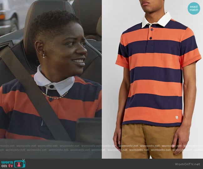 Armor Lux Twill-Trimmed Striped Cotton-Jersey Rugby Shirt worn by Tamia Cooper (Bre Z) on All American