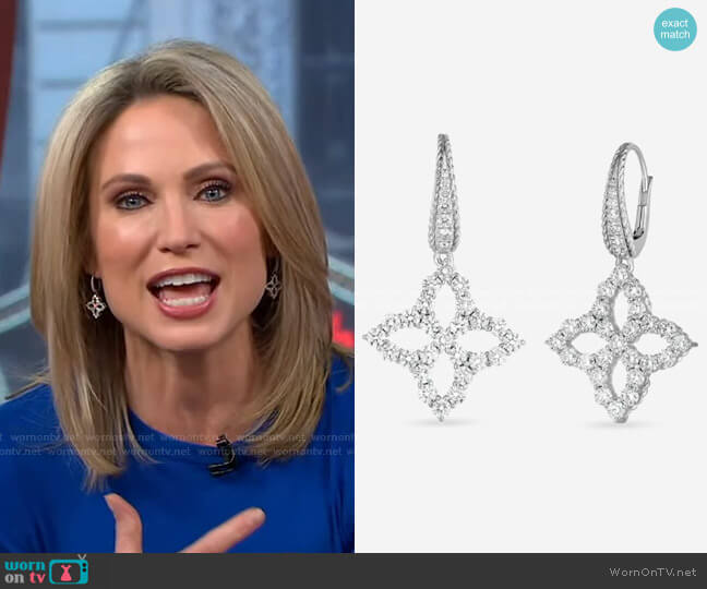 Roberto Coin Large Flower Drop Earrings worn by Amy Robach on Good Morning America