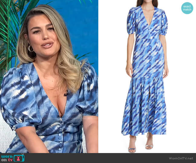 Rotate Thora Print Puff Sleeve Maxi Dress worn by Carissa Loethen Culiner on E! News