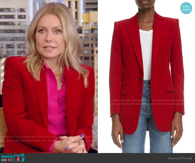 Saint Laurent Cord Blazer worn by Kelly Ripa on Live with Kelly and Mark