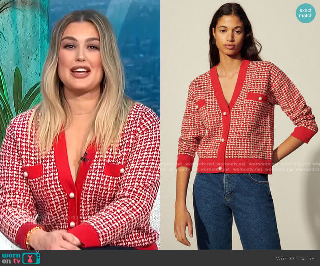 Sandro Cropped Cardigan in Fancy Tweed worn by Carissa Loethen Culiner on E! News