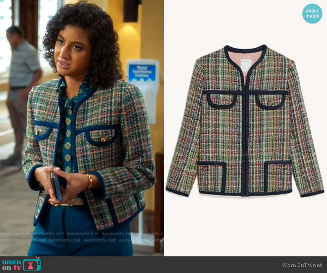 Sandro Multi color tweed jacket worn by Mikaela Shaw (Vella Lovell) on Mr Mayor