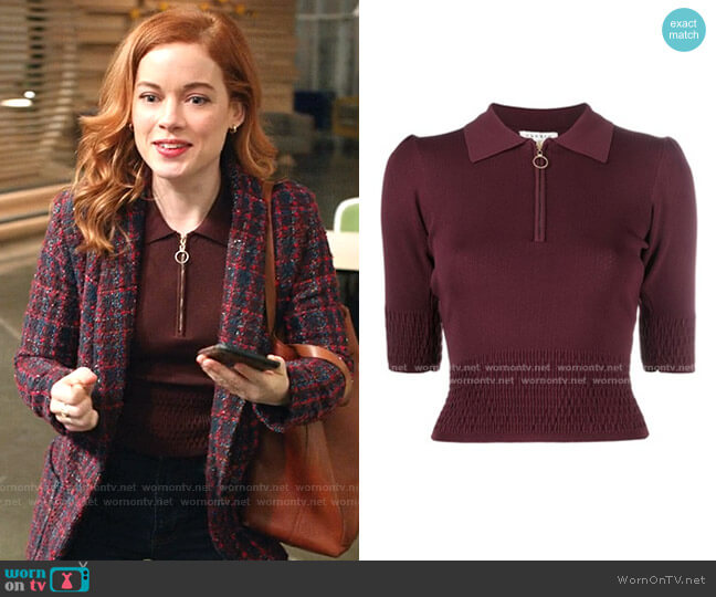 Sandro Nami Half Zip Sweater worn by Zoey Clarke (Jane Levy) on Zoeys Extraordinary Playlist